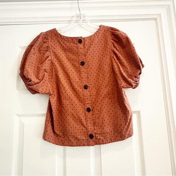 Madewell Jacquard Puff Short Sleeve Top 2022 Micro Cross Shirt N1350  Size 00 - Picture 8 of 16